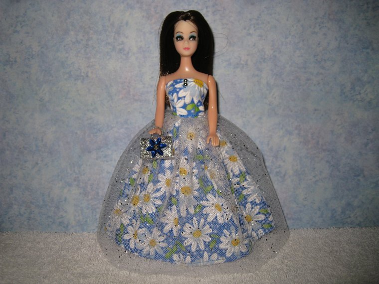 Blue Large Daisy Gown with purse