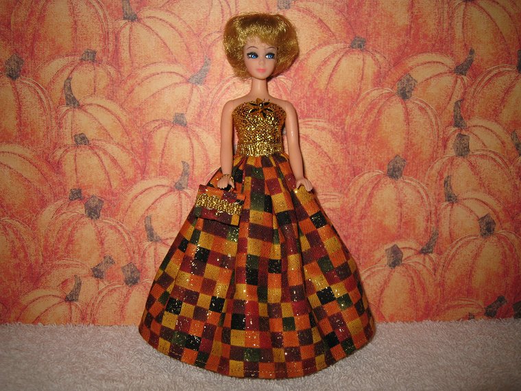 Autumn Squares Gown with purse