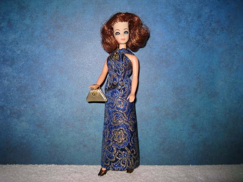 Blue & gold gown with purse (Connie)
