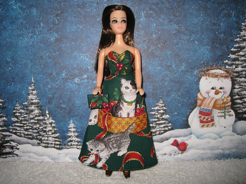 Cat in Basket Green gown