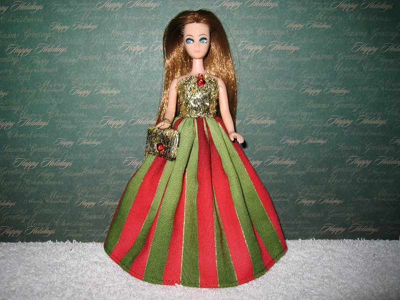 Christmas Striped Splendor Gown with purse PREORDER