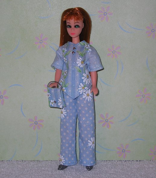 Daisy Blue Sparkle Pantsuit with purse