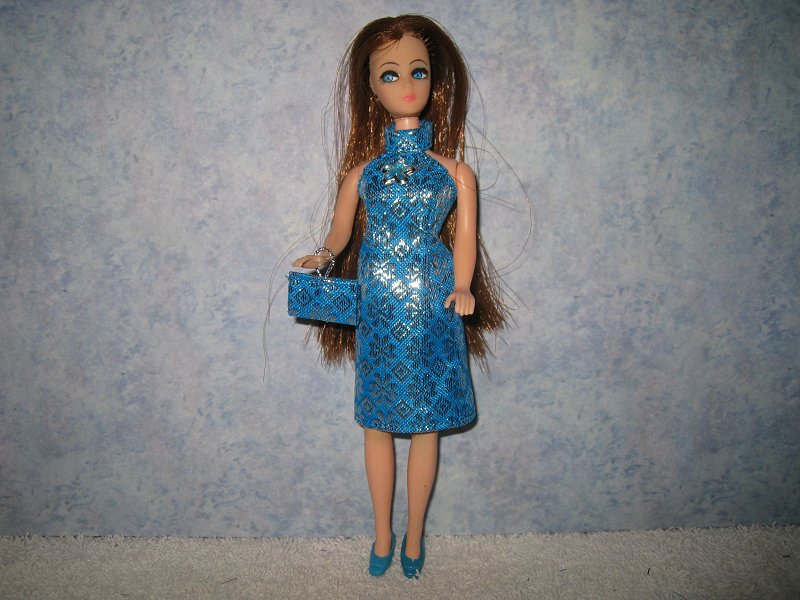 Diamond Blue Silver Halter Dress with purse