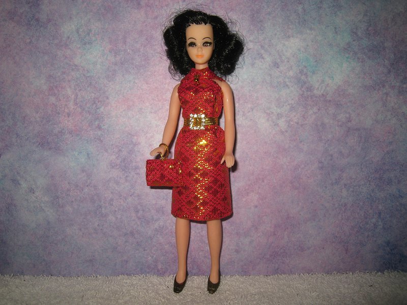 Diamond Dark Pink gold dress with belt & purse