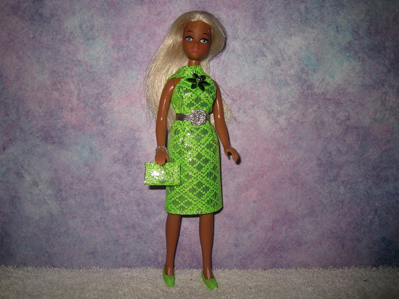 Diamond Lime Dress with belt & purse
