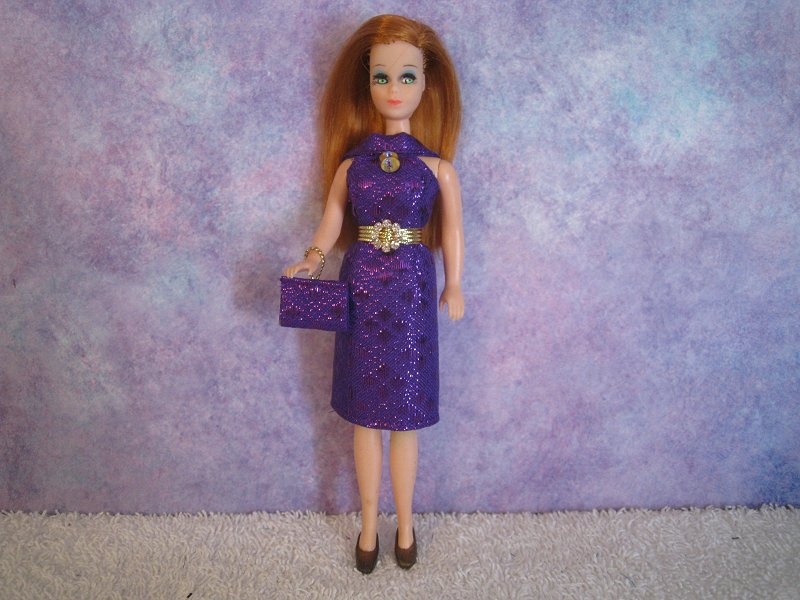 Diamond Purple Dress with belt & purse