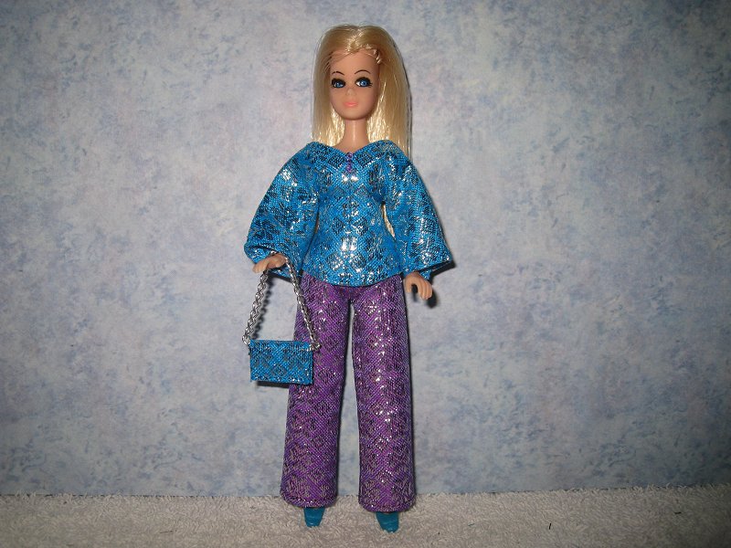  Diamond Blue Silver Purple Pantset with purse
