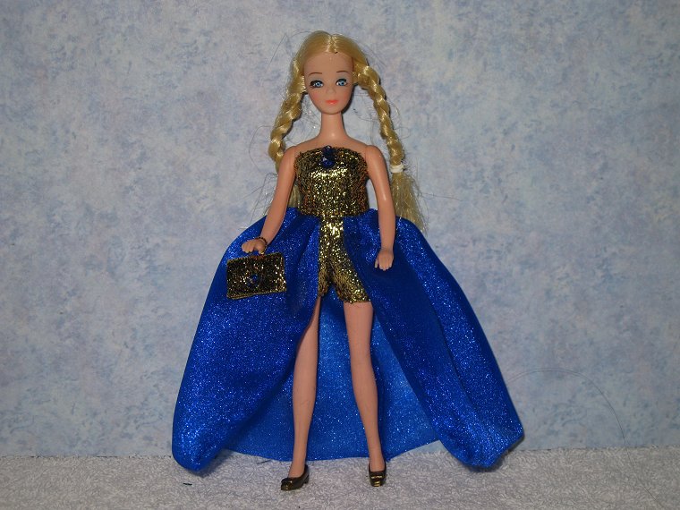 Euro gown in blue & gold with purse