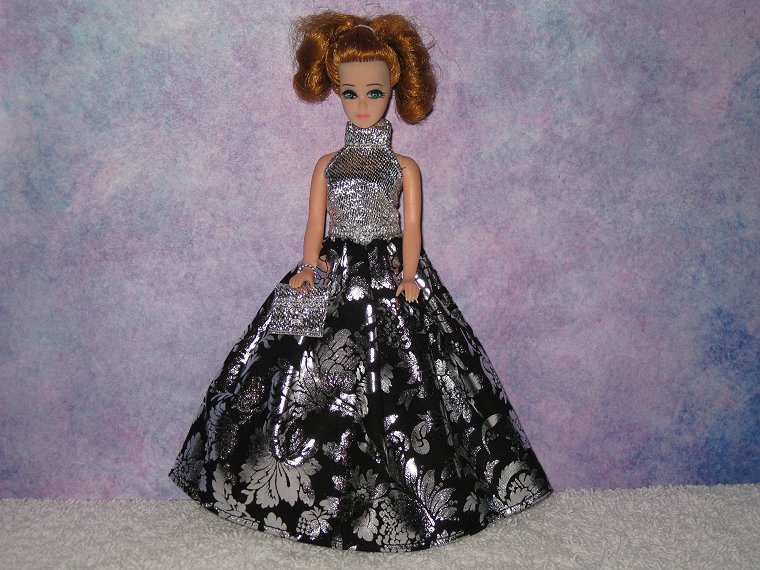 BLACK & SILVER gown with purse