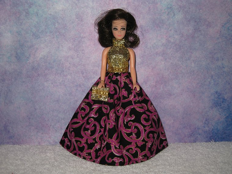 FUSCHIA SPARKLE gown with purse