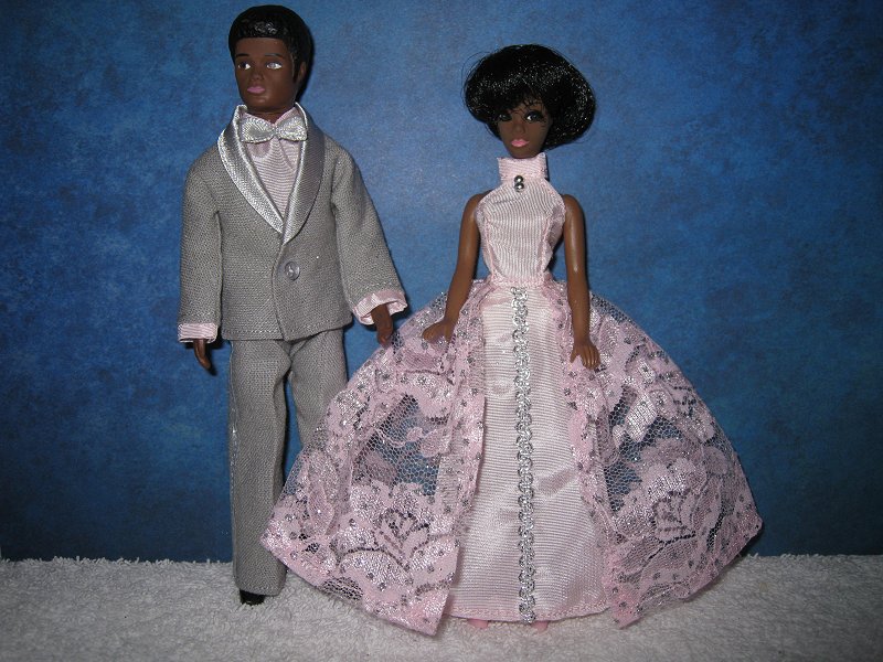Gray with pink Tuxedo & coordinating gown