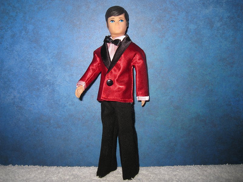 Red Satin with pink dickie tuxedo