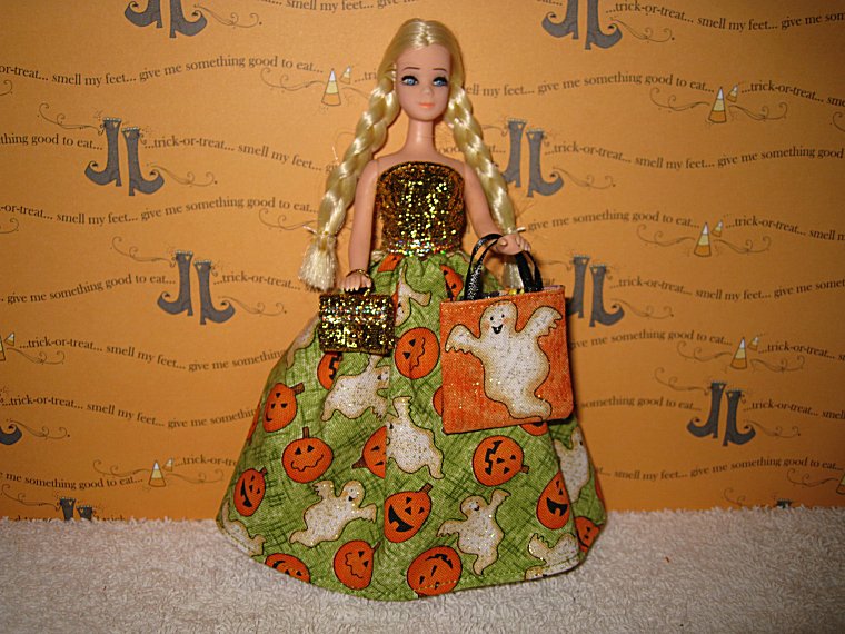 Ghosts and Pumpkins Gown with bag & purse