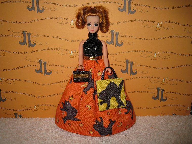 Orange Kitty Gown with bag & purse