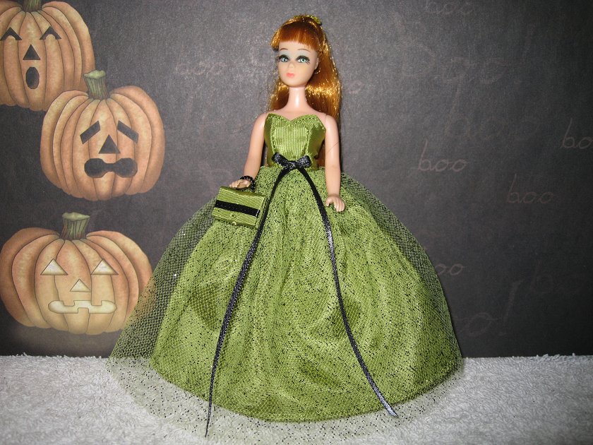 Green with black sparkles Gown
