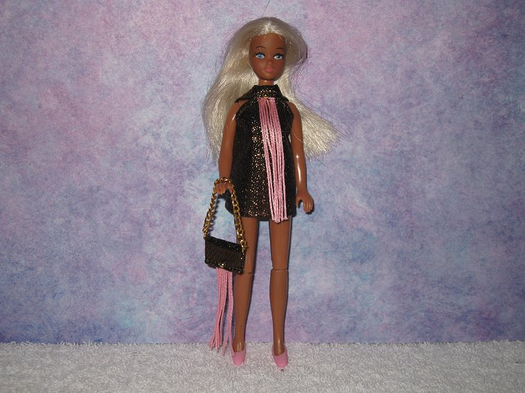 BROWN & LT PINK fringe mini with purse