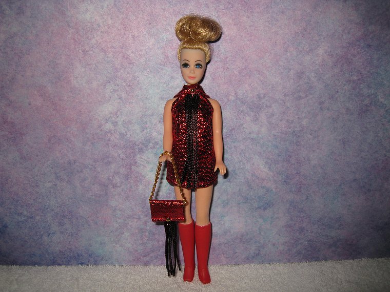 RED & BROWN fringe mini with purse