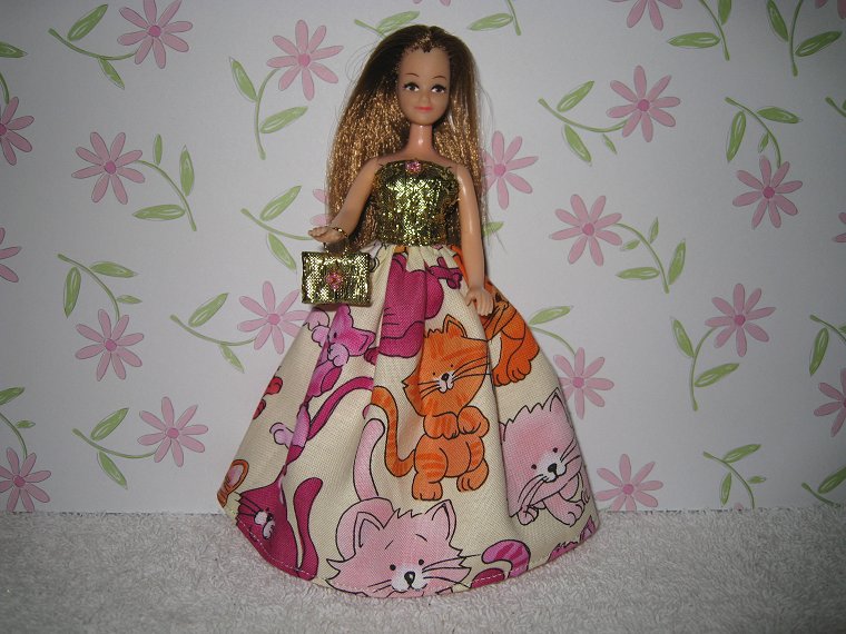 Playful Kitties Gown with purse (Emma)