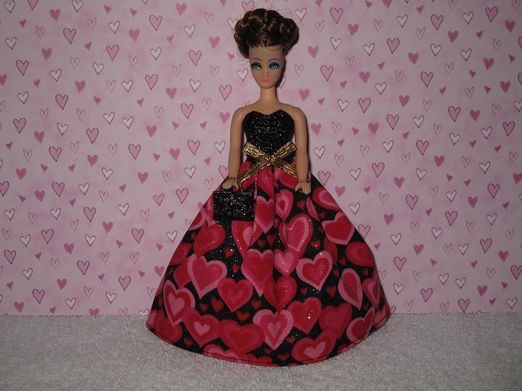 Hot pink & black ballgown with purse