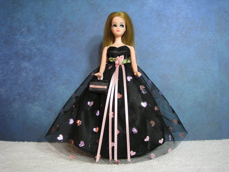 Black with pink foil hearts ballgown (Dawn)