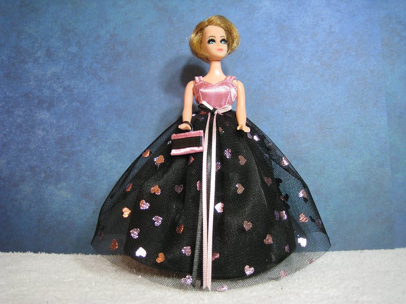 Black & pink with foil hearts ballgown (Jessica)