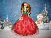 Red Green & Gold Christmas Ballgown with wrap