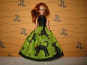 Cats on Lime Lace Ballgown