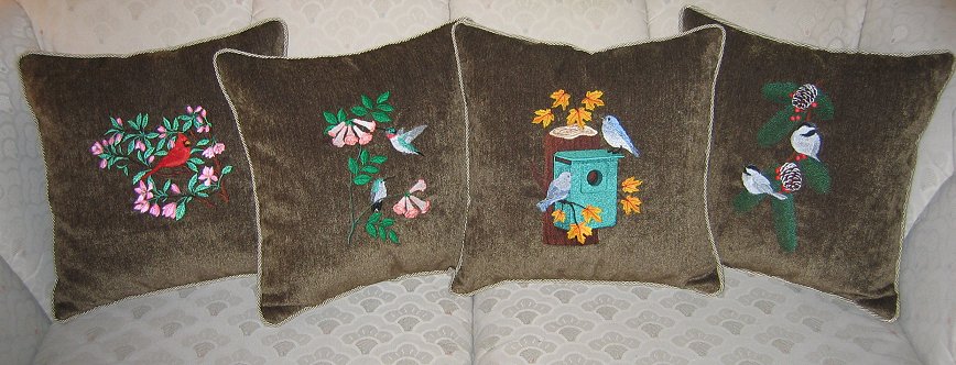 *4 bird seasonal set of pillows Example