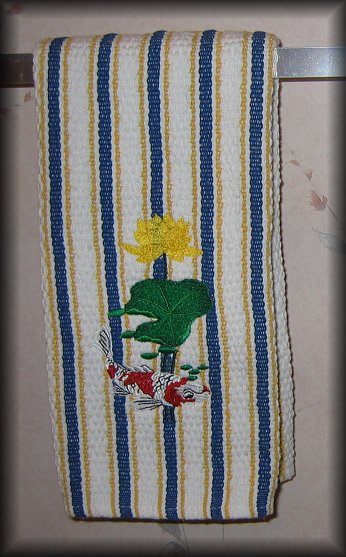 Kitchen towel blue & gold Example