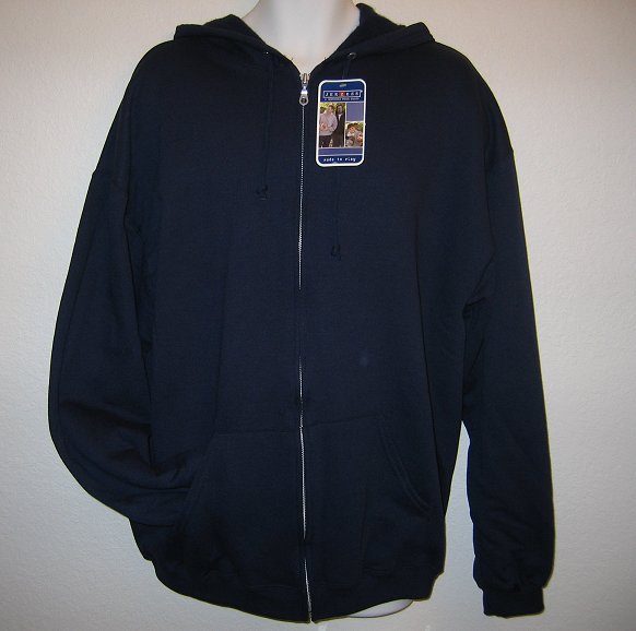Men's NAVY Sweat hooded MEDIUM jacket w/zip 