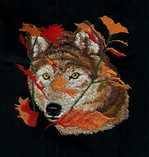 Wolf among leaves